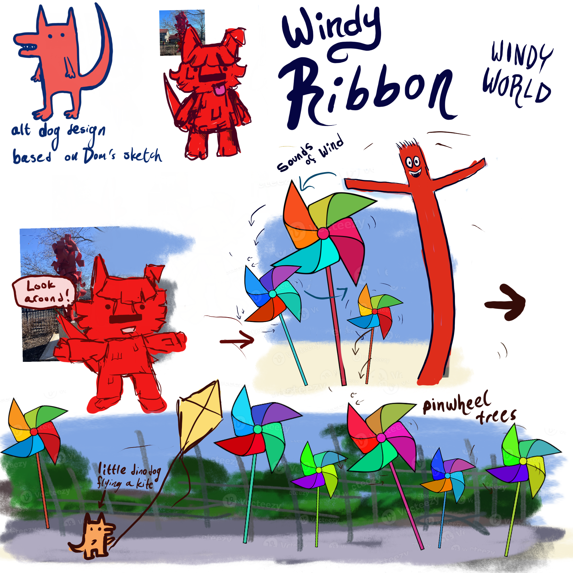 Windy Ribbon AR Project conceptual sketches